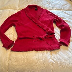 Women's Red Wrap Sweater